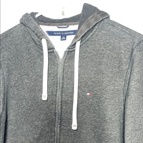 Tommy Hilfiger Men's Gray zip up Hoodie Sweater - Picture 3 of 10